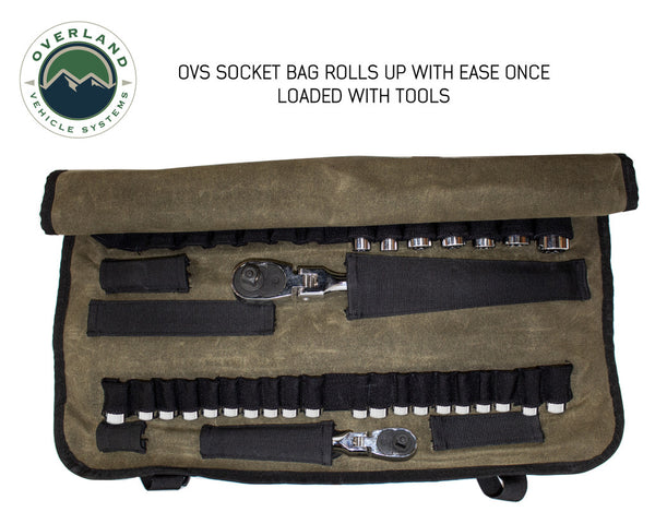 Rolled Bag Socket Organizer With Handle And Straps - #16 Waxed Canvas Universal